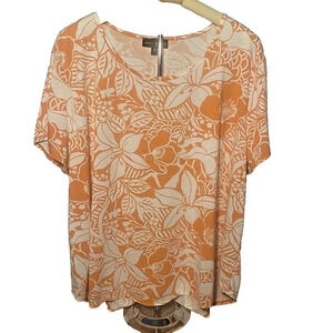 Star Vixen Women's 3x Short Sleeve Orange White Casual Top